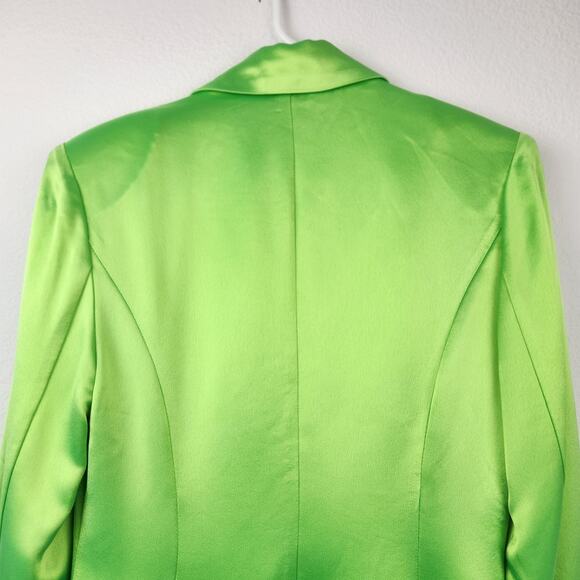 Retrofete Saige Double Breasted Blazer in Lime Punch Green Size Small Satin - Picture 7 of 13